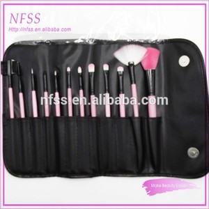 nuevos productos 12 nyon pcs de maquillaje de pelo cepillo conjunto rosa bolsa de cepillo cosmético - Product Image 4