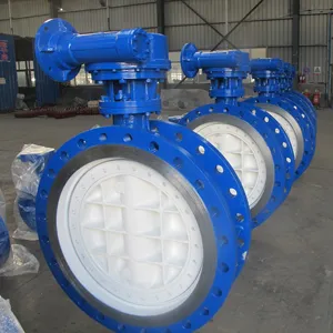 DN800 PN25 flanged तितली वाल्व के साथ ट्रिपल सनक मैनुअल wormgear संचालित