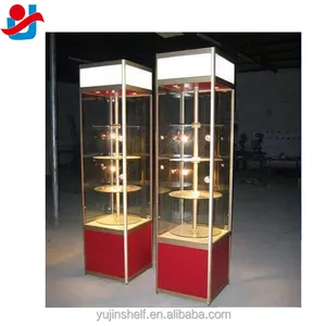 Titanium Legering Frame Elektrische Roterende Vitrinekast Show Case/Winkel Glas Revolving Display Case