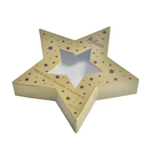 Caja hecha a mano con forma de estrella de chocolate caja de regalo de Navidad