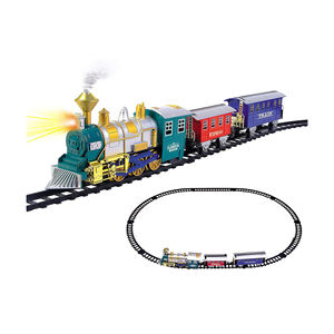 Classic Train Set for Kids with Smoke, Realistic Sounds, 3 Cars and 11 Feet of Tracks (13 pcs) B/O RAILWAY TRAIN