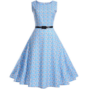 2019 di Estate Midi Floreale Stampato Abito Vintage Tunica 50 s Grande Swing Retro Senza Maniche Abito Da Sera Femme - Product Image 5