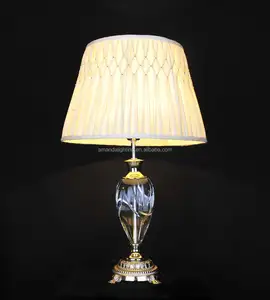 Роскошная Классическая винтажная Хрустальная настольная лампа с тканевым абажуром для прикроватной лампы в отеле