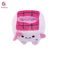 Nouveau design en peluche rose Tofu en peluche Support de siège pour téléphone portable