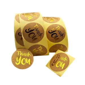 New Style Custom Logo Printing Gold Metallic Foil Sticker Round Thank You Stickers Labels Roll