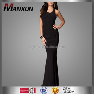2016 Primavera Verano Últimas Espalda Abierta Piso-Longitud Sin Mangas Negro Acanalada Maxi Vestido de <span class=keywords><strong>fiesta</strong></span> - Product Image 1