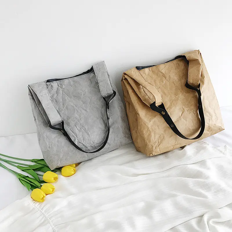 Custom promotional nomex fabric reusable strong tear resistant tyvek kraft paper tote shoulder bags women handbags 2021