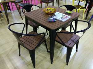 Alta calidad fuera de la parte superior de madera de jardín de hierro forjado <span class=keywords><strong>mesa</strong></span> <span class=keywords><strong>y</strong></span> silla - Product Image 5
