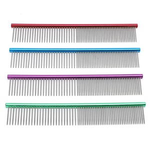 Colorato Resistente in Acciaio Inox Pet Grooming Pettine di Metallo Dritto in Acciaio Fila Cane Grooming Pettine Gatto Del Cane Spazzola di Pulizia per Lungo ah - Product Image 3