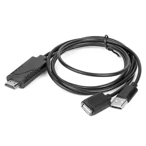 2019 USB Female to HD Male convert 1080P HDTV 数字 AV 适配器电缆线家庭电视两个在一个屏幕线