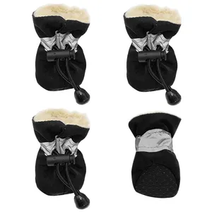 4 pcs Waterproof Dog Shoes Reflective Anti Slip Rain Boots Adjustable Winter Warm Socks Sneaker Paw Protector For Dogs Cats
