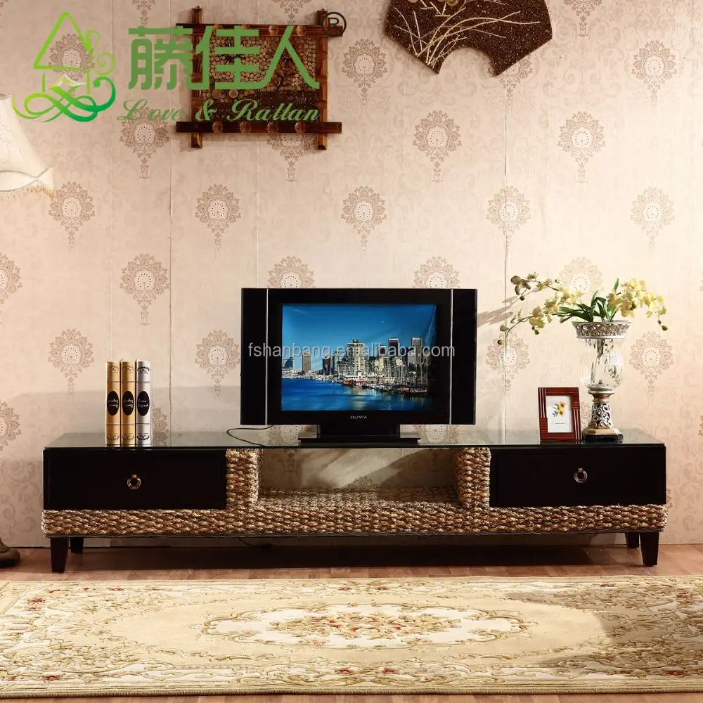 Rattan y madera tropical tv stand