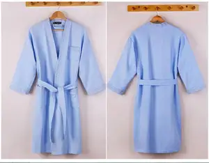 Women Bath Robe Unisex Pink 100% Cotton Summer Nightwear Womens Sleepwear Hotel Spa Kimono Embroidery Bathrobe Waffle Bath Robe