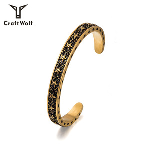 Arte Lobo 2021 Vintage joyería chapado en oro 18K de plata estrella de acero inoxidable brazalete pulsera - Product Image 3