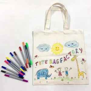 Túi Vải Cotton Vẽ Tranh Graffiti Cho Trẻ Em Với Bộ Bút Màu