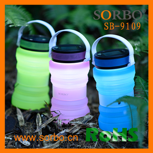 SORBO-9109 קידום מכירות מתנה פריט אידיאלי עמיד למים מים בקבוק Collapsable עם פנל סולארי מנורת פנס - Product Image 3