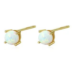 CZCITY Anting-Anting Perak Murni 925, Perhiasan Modis Lucu untuk Wanita Hadiah Natal Opal Biru/Putih