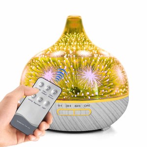 Difusor de aceite esencial de vidrio 3D Family Handy Home, humidificador de grano de madera fresco de gran niebla de 400ML - Product Image 3