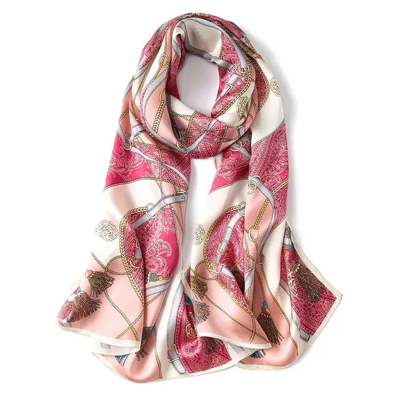 Оптовая продажа из Китая, уникальный дизайн, длинная шаль, квадратный атласный Шелковый шарф