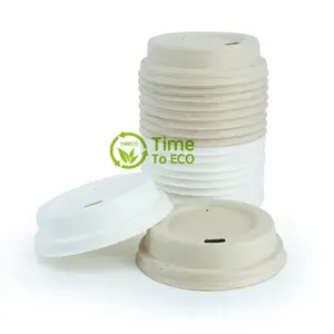 80mm umwelt freundlicher biologisch abbaubarer geformter Zuckerrohr-Bagasse-Papier-Kaffeetasse deckel