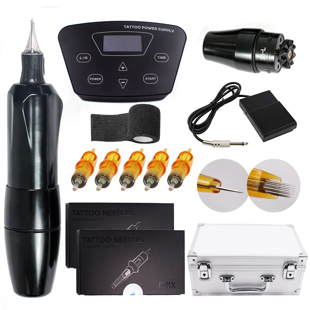 強力なブラックパールロータリータトゥーマシンキット電気