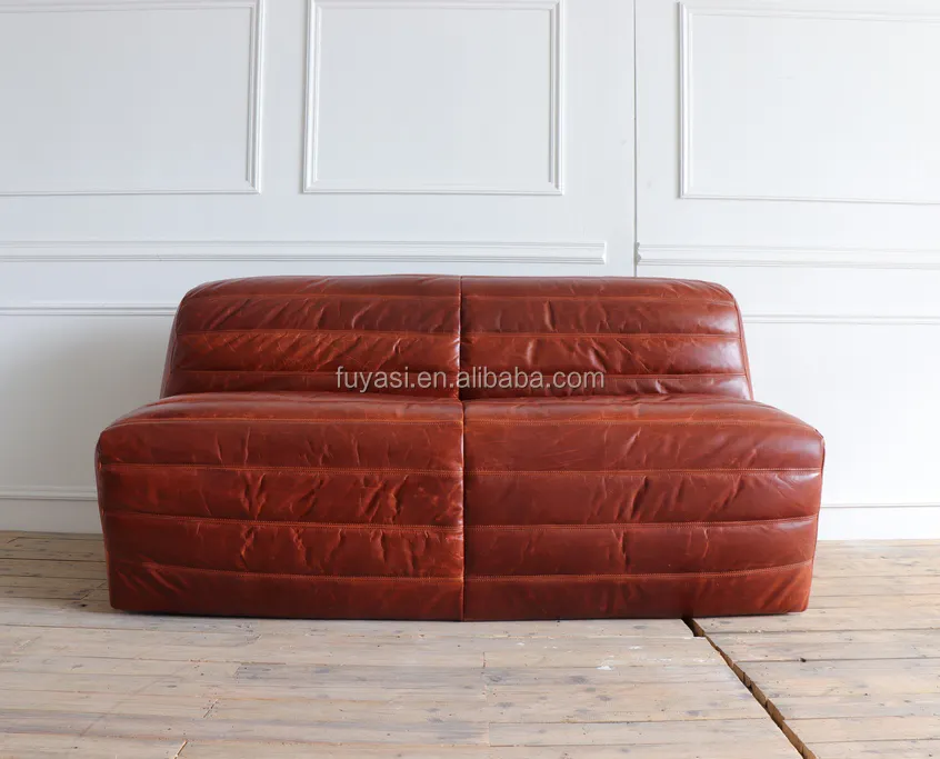 Vintage kahverengi renk deri kanepe Klasik tarzı chesterfield kanepe