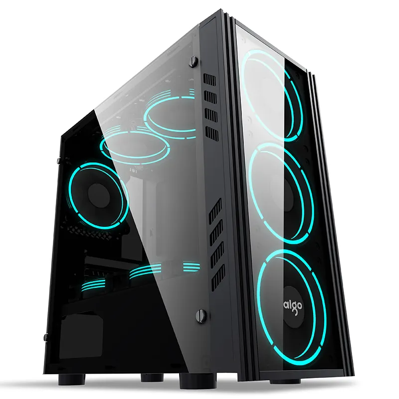 Aigo Groothandel Mini Atx Case Gehard Glas Side Plaat Computer Gaming Micro Case Met Argb Fans