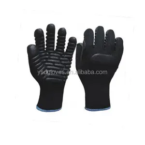 Black Foam Rubber Palm Anti-vibration Gloves with a Knuckle Sticker