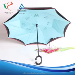 Venda quente dupla camada de dentro para fora reverso especial guarda-chuva invertido