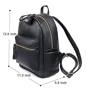 Donne Zaino Borsa DELL'UNITÀ di ELABORAZIONE del Cuoio di Disegno Semplice Daypack Casual Scuola di Moda Zaino per le <span class=keywords><strong>Ragazze</strong></span> Nero - Product Image 3