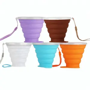 Tùy Chỉnh 270Ml Có Thể Gập Lại Silicone Uống Cup Cốc Cà Phê Và Chiếc Đĩa Với Logo