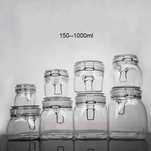 10%-100% PCR PET plastik kilner kavanoz koruyun klip kap kavanoz seti arasında değişen 150ml 1000ml