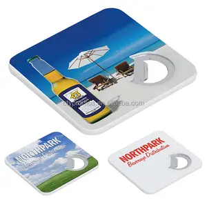 Plastic Square Bottle Opener Beer Mat Pad Bottle Opener Coaster With Logo