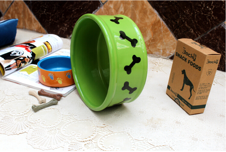 Haonai 8 inch big stoneware dog bowl dog fish dog feeder