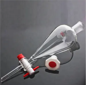 Corong Pemisah Bentuk Pir Kaca 125ml Dengan Penutup PTFE - Product Image 1
