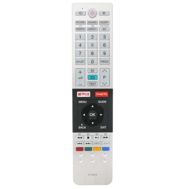 Smart TV Remote Control CT-8516 Plastic Fixed Code Silver 2 AAA Battery for HDTV LCD LED TVs 8-12M Range