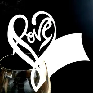 Love Laser Cut Wedding <strong>Table</strong> <strong>Cards</strong> Place <strong>Card</strong> for Wine Glass Paper Party Supplies - Product Image 1