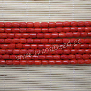 โรงงานขายบาร์เรลรูปลูกปัดพลอยแท้ธรรมชาติสีแดงปะการัง - Product Image 2