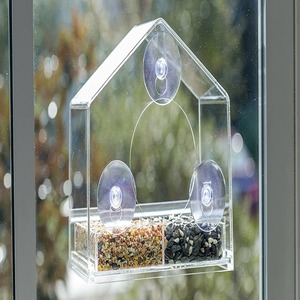 Mangeoire à oiseaux en acrylique transparent de grande taille résistante aux intempéries avec ventouses puissantes et plateau coulissant pour nichoir extérieur - Product Image 5