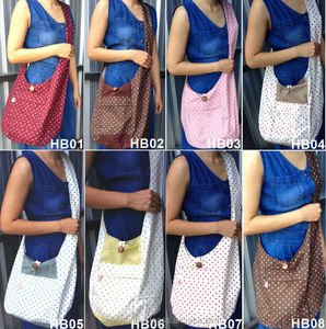 Thái nhà sư Hippie Hobo ví Sling Vai Crossbody Linen Túi với Polka Dot bông lót - Product Image 1