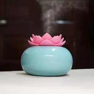 USB Ceramic Oils Diffuser,Cool Mist Air Humidifier with Lotus flower Design Diffuser
