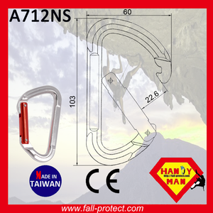 Taiwan Certificated with CE 23KN With Straight Gate Aluminum Carabiner - Product Image 5