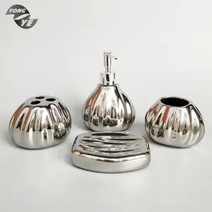 European luxury silver plating suit 4 piece bathroom accessory set ceramic