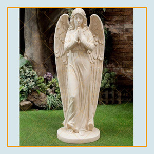 Venta al por mayor grande al aire libre hecho a mano de mármol escultura de Ángel alas estatua - Product Image 6