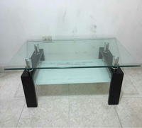 Table basse moderne en verre trempé MDF, table à thé à double verre DA424