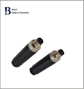 ขั้วต่อ IP67กันน้ำ<span class=keywords><strong>3</strong></span>ขั้วสำหรับอุตสาหกรรมอัตโนมัติสัญญาณรุ่น M8ไนลอน