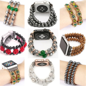 Estiramiento elástico reemplazo pulsera para iwatch reloj, natural piedra Ágata pulsera para <span class=keywords><strong>Apple</strong></span> Watch correas mujeres - Product Image 6