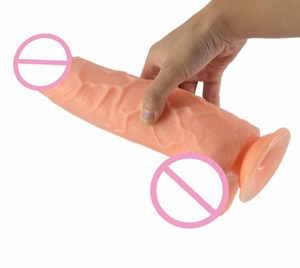 FAAK 25.3CM*5.7CM Gode en PVC à <span class=keywords><strong>texture</strong></span> de tête de pénis volumineuse avec veines, forte succion, pénis oblique réaliste pour la vente - Product Image 4