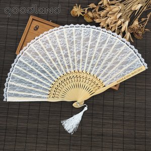 Amazon <span class=keywords><strong>Aliexpress</strong></span> Blanc Personnalisé Dentelle Bambou Ventilateur de Main avec Dentelle Poche <span class=keywords><strong>Sac</strong></span> pour le mariage - Product Image 2