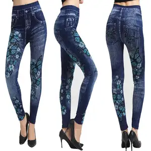 Женские джинсовые леггинсы, джеггинсы с карманами